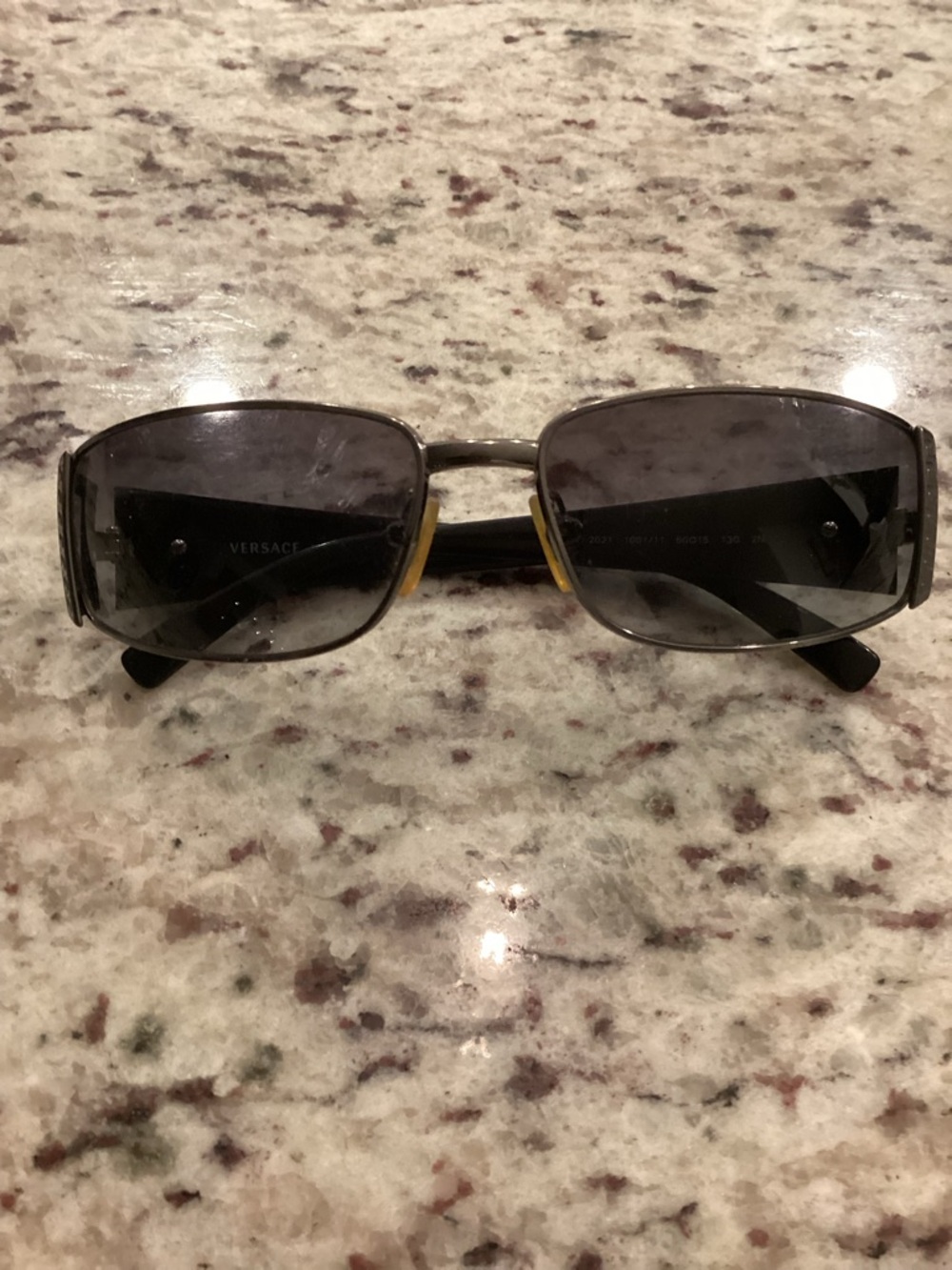 Versace Rectangular Sunglasses with Black Lenses and Gold Accents